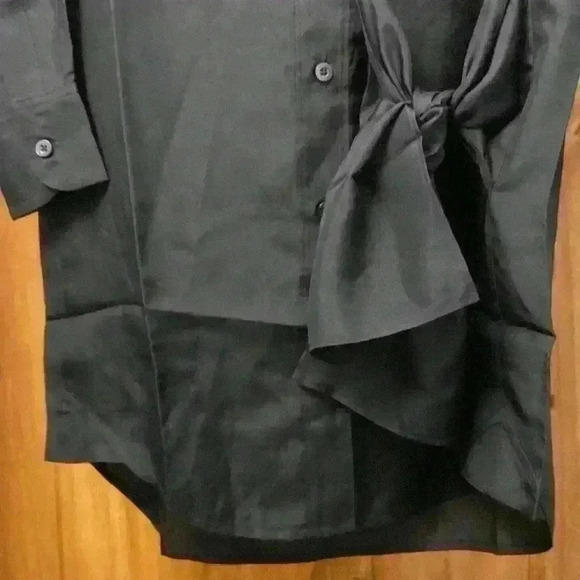 Thakoon Addition Button Shirt Dress Size XS 100% Silk Side Tie Long Sleeve Black - Picture 2 of 8
